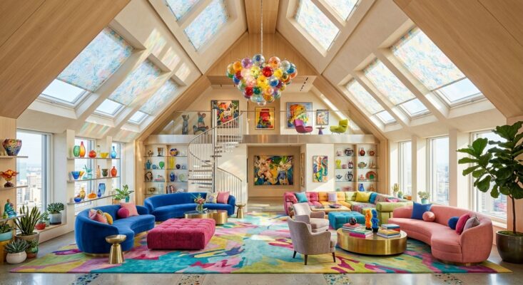 Colourful Lounge Roof Blinds